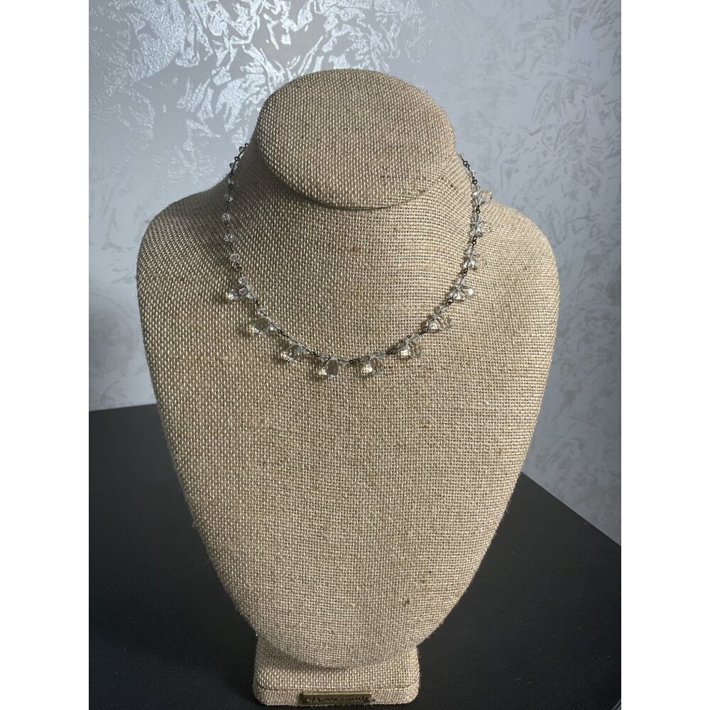 Crystal Drop Necklace With Adjustable Chain & Clasp